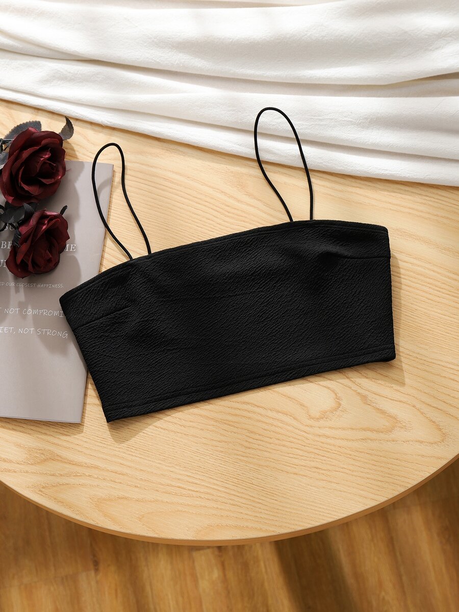 SHEIN Unity Solid Crop Cami Top - Black - View 1