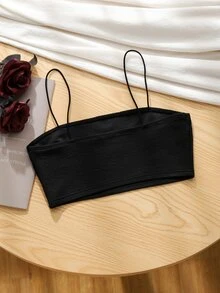 SHEIN Unity Solid Crop Cami Top - Black - View 2