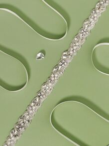 Cinturón nupcial con diseño de perla artificial y de diamante de imitación - Plateado - Ver 2