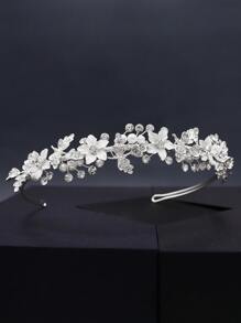 Rhinestone & Flower Decor Bridal Headwear Valentine's Day Accessories - Silver - View 2