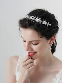 Rhinestone & Flower Decor Bridal Headwear Valentine's Day Accessories - Silver - View 5