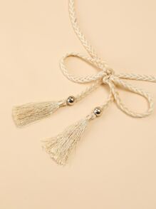 1 件手工编织长腰绳，黄色万圣节夏季、学校秋季、秋季、万圣节 - 米色 - 查看 5