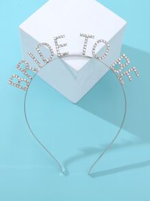 1件高级合金水钻“BRIDE TO BE”字母发箍，新娘婚纱配饰，单身派对装饰