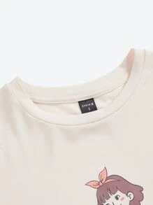 M.Alfaifi Figure Graphic Drop Shoulder Tee - Beige - View 3