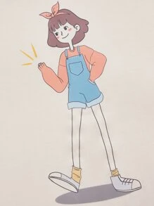 M.Alfaifi Figure Graphic Drop Shoulder Tee - Beige - View 4