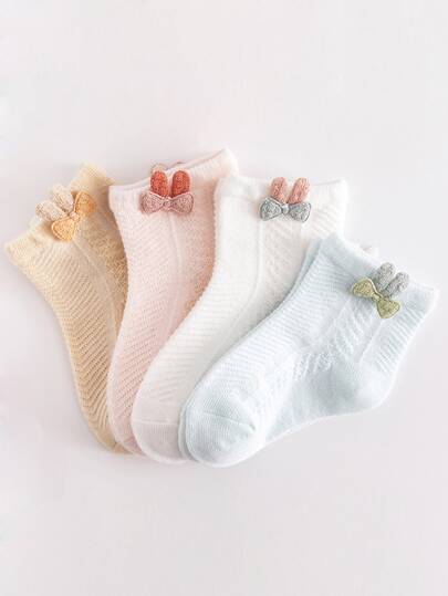 4pairs Baby Bow Decor Socks