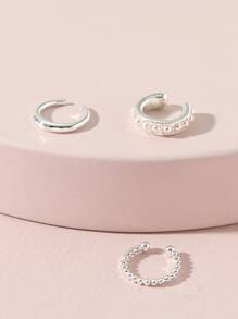 3pcs Faux Pearl Decor Ear Cuff
