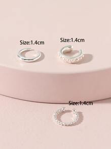 3pcs Faux Pearl Decor Ear Cuff