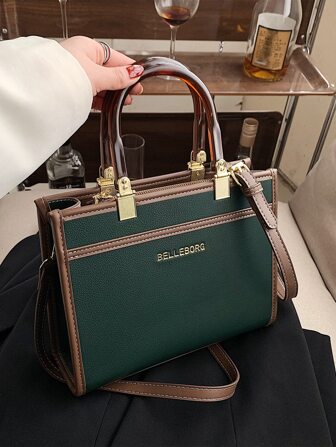 BELLEBORG Alter Geld, Leichte, Business Casual Litschi-geprägte Tasche Mit Buchstaben-detail Im Quadrat-format Für Frauen, Anfänger Und Büroangestellte Für Teenager, College-studenteninnen, Anfänger Und Büroangestellte Perfekt Für Büro, College, Arbeit, Geschäft, Pendeln, Outdoor, Reisen, Ausflüge