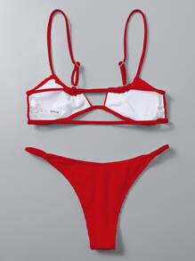 Textured Cut-Out Bikini For Summer Beach - Red - View 2