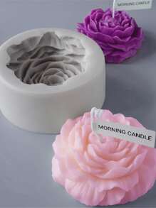 1pc Flower Candle Silicone Mold, Simple Flower Design DIY Silicone Mold For DIY - Grey - View 3