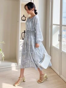 DAZY Allover Print Belted Dress - Multicolor - View 8