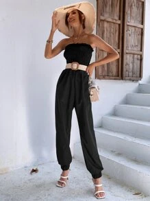 SHEIN Unity 上身打攬抹胸連體褲 - 黑色 - 查看 4