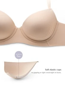 LUVLETTE Áo ngực đẩy lên Trơn tru - Màu be - Xem 3