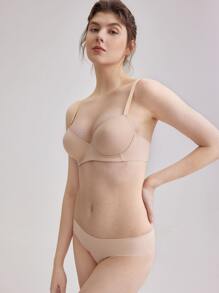 LUVLETTE Áo ngực đẩy lên Trơn tru - Màu be - Xem 11