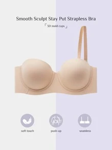 LUVLETTE Dream Curve Support+ Strapless Push-Up Lingerie As Outerwear Basic Half Bra - Apricot - View 3