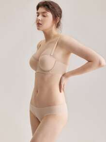 LUVLETTE Dream Curve Support+ Strapless Push-Up Lingerie As Outerwear Basic Half Bra - Apricot - View 9