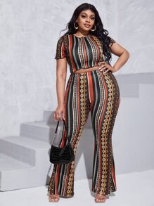 Slaydiva Bộ thời trang Plus Size Xù nhỏ Bộ lạc Boho - Nhiều màu - Xem 3