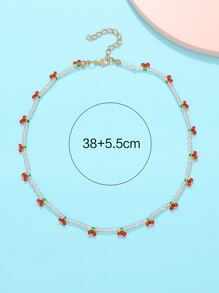 櫻桃裝飾串珠項鏈 - 彩色 - 查看 3