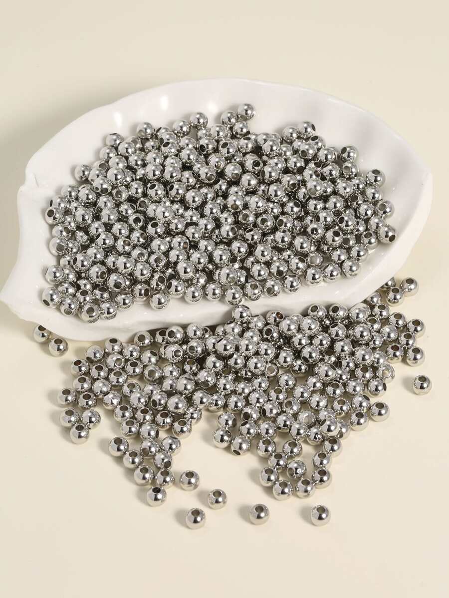 800 cái 4mm Hạt Trang sức Tự làm Phụ kiện - Bạc - Xem 1