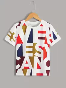 SHEIN Boys Letter Graphic Tee - Multicolor - View 1