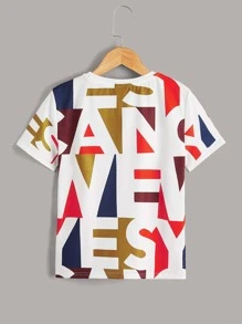 SHEIN Boys Letter Graphic Tee - Multicolor - View 2