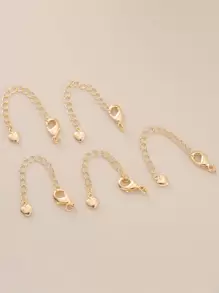 5pcs Heart Shaped Pendant With Lobster Clasp 18k Gold Plated Necklaces With Extension Chain, Suitable For Diy Jewelry Making