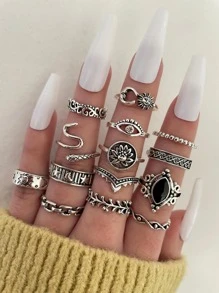 14 piezas Anillo con diseño desol &  ojo
