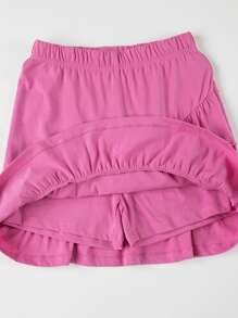 Minifalda informal cómoda de verano para niña interpolada - Rosa Fucsia - Ver 3