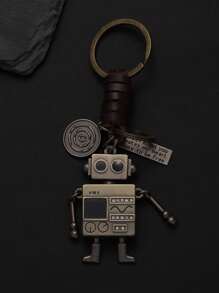 Men Letter Detail Robot Charm Keychain - Bronze - View 1
