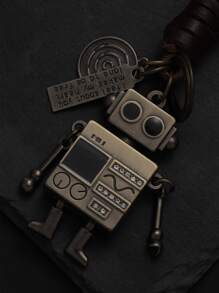 Men Letter Detail Robot Charm Keychain - Bronze - View 2