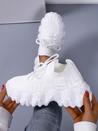 秋冬运动简约系带厚底运动鞋