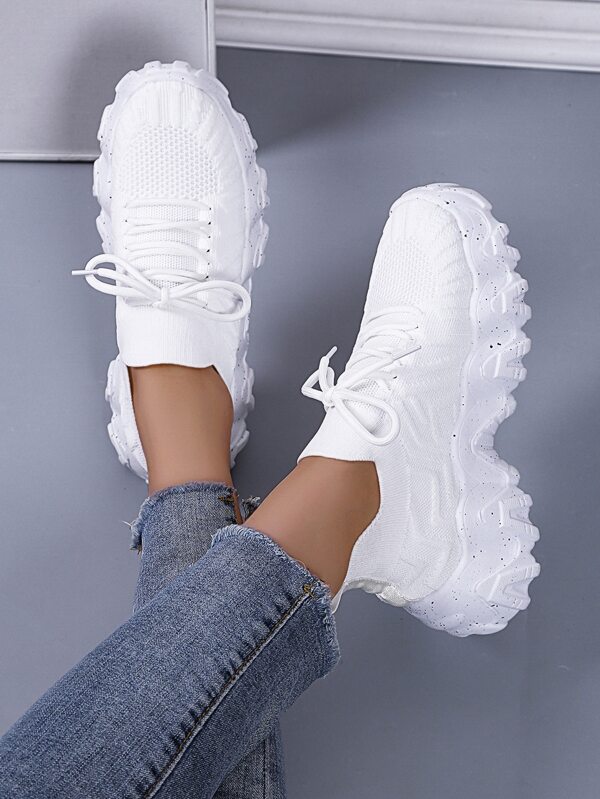 Sporty Minimalist Laceup Front Chunky Sneakers SHEIN USA