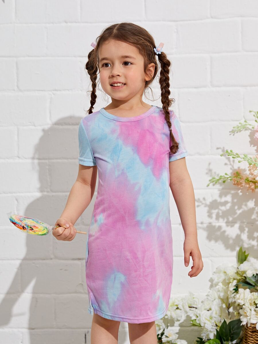 SHEIN 小女童紮染T恤洋裝