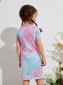 SHEIN 小女童紮染T恤洋裝