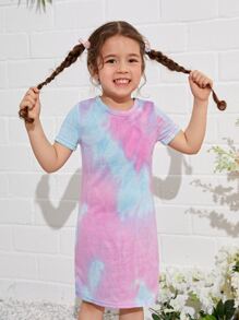 SHEIN 小女童紮染T恤洋裝