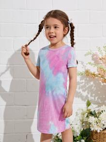 SHEIN 小女童紮染T恤洋裝
