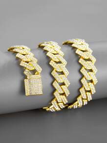 Đối với phụ nữ Nam Hợp thời Punk Hip Hop Phong cách Rock Buổi tiệc Rhinestone đầy đủ Tuyệt đẹp Trang trí Vòng cổ dây  Hợp kim Chất liệu Cho bữa tiệc - Vàng - Xem 3