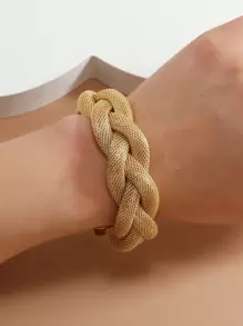 Pulsera abierta con diseño trenzado - Amarillo Oro - Ver 1