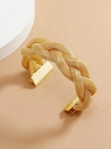 Pulsera abierta con diseño trenzado - Amarillo Oro - Ver 2