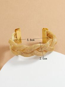 Pulsera abierta con diseño trenzado - Amarillo Oro - Ver 3