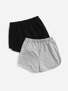 SHEIN Leap Crew Quần Short Gái màu trơn Thể thao - Nhiều màu - Xem 2