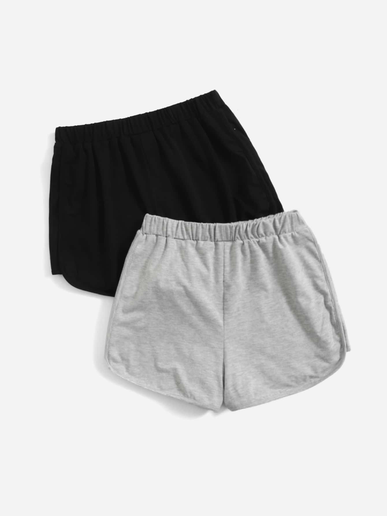 Teen Girls 2pcs Elastic Waist Track Shorts