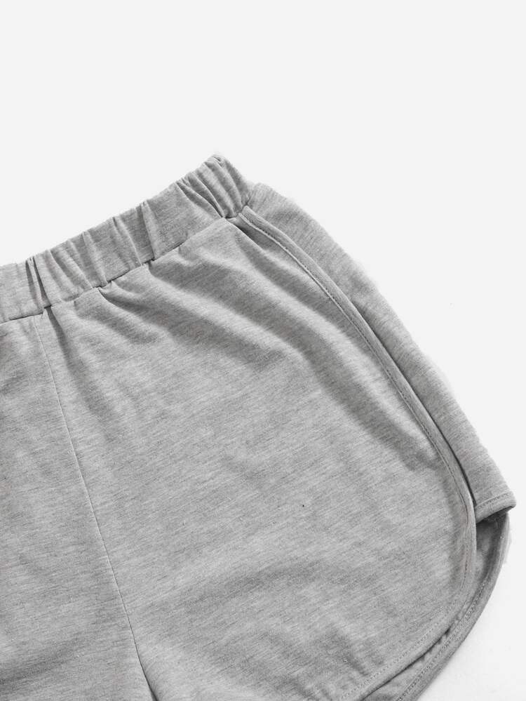 Teen Girls 2pcs Elastic Waist Track Shorts