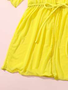 Niñas Kimono de cintura con cordón de gasa - Amarillo - Ver 3