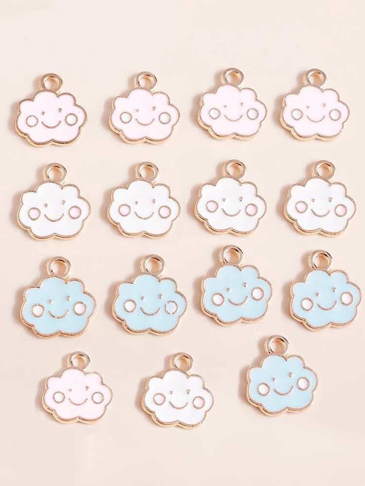 15pcs DIY Random Color Cartoon Cloud Pendant - Multicolor - View 1