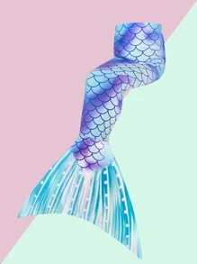 Toddler Girls 3pack Random Fish Scale Print Frill Trim Mermaid Tail Set - Purple - View 3