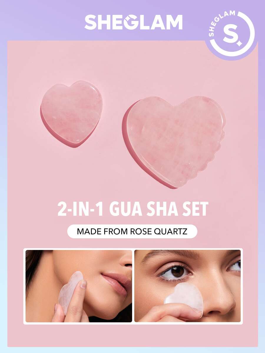 SHEGLAM Love & Lift 2-in-1 Rose Quartz Gua Sha Set - Pink - View 1