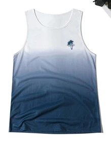 Manfinity RSRT Men Ombre Palm Tree & Letter Graphic Tank Top