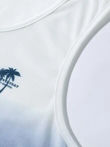 Manfinity RSRT Men Ombre Palm Tree & Letter Graphic Tank Top